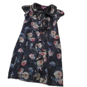 floral ruffle dress cap sleeves roses romantic size 8 Argenti